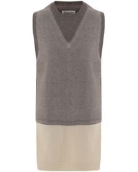 Maison Margiela - Two-Tone Sleeveless Knitted Top - Lyst