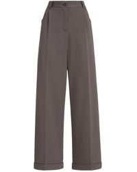 Brunello Cucinelli - Stretch Cotton Lightweight French Terry Wide Track Trousers With Monili - Lyst