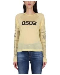 DSquared² - Logo-Printed Long-Sleeved Crewneck Top - Lyst