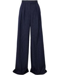 Alex Perry - Pleated Metallic Pinstripe Twill Wide-Leg Trousers - Lyst