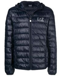 EA7 - Long-Sleeved Hooded Down Jacket - Lyst