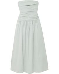 St. Agni - Strapless Tie-Back Crinkled Cotton-Blend Maxi Dress - Lyst