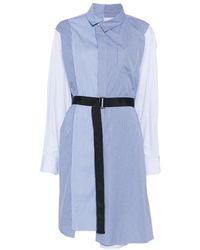 Sacai - Striped Belted Shirt Dress - Lyst