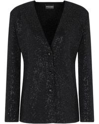 Emporio Armani - Allover Embellished Plain-Knit Cardigan - Lyst