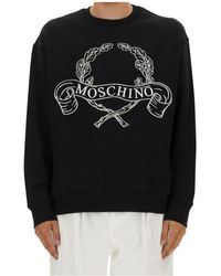 Moschino - Sweatshirt With Laurel Crown Logo Embroidery - Lyst