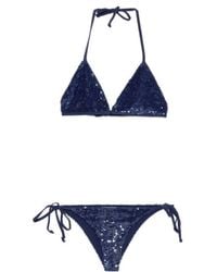 P.A.R.O.S.H. - Triangle Halter Bikini Sequin Low Rise Set - Lyst