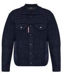 DSquared² - Logo Tag Buttoned Knitted Cardigan - Lyst