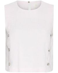 Marella - Sleeveless Stretch Linen-Blend Top - Lyst