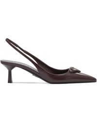 Prada - Slingback Leather Pumps - Lyst