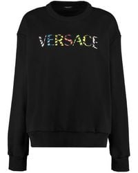 Versace - Embroidered Cotton Sweatshirt - Lyst