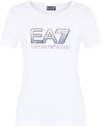 EA7 - Logo Series Stretch-Cotton Crew-Neck T-Shirt With Sequin Logo - Lyst