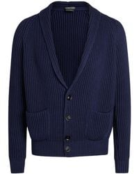 Tom Ford - Shawl-Collar Ribbed Cotton And Silk-Blend Cardigan - Lyst