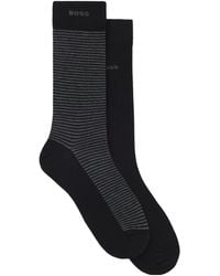 BOSS - Striped Long Breathable Pure Cotton Socks - Lyst