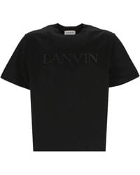 Lanvin - Logo Embroidered Crewneck T-Shirt - Lyst