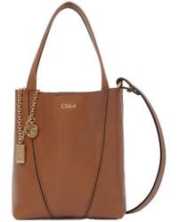 Chloé - Chloé Spin Logo Printed Small Top Handle Bag - Lyst