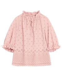 Valentino - Drawstring Ruffled Puff-Sleeved Blouse - Lyst