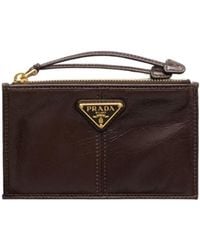 Prada - Triangle-Logo Zipped Cardholder - Lyst