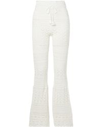 LoveShackFancy - Crocheted Cotton Flared Pants - Lyst