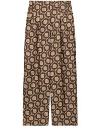 Emporio Armani - Silk Trousers With All-Over Print - Lyst