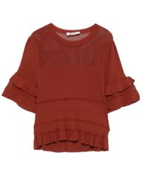 Twinset - Ruffle Rib Knit Mesh Jumper - Lyst