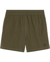 Ami Paris - Logo Embroidered Beach Shorts - Lyst