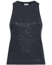 Brunello Cucinelli - Sequined Ribbed Halterneck Top - Lyst