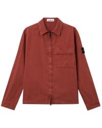 Stone Island - Regular-Fit Zip-Up Overshirt With Pocket - Lyst