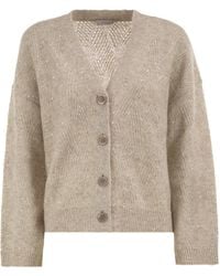 Peserico - V-Neck Knitted Cardigan With Sequins - Lyst