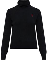Ami Paris - Ami De Coeur Embroidered Turtleneck Jumper - Lyst