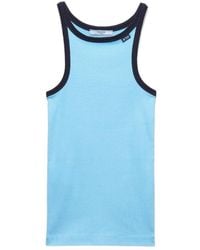 Prada - Contrast Trim Ribbed Tank Top - Lyst