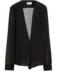 Saint Laurent - Solidcolor Chiffon Longsleeve Blouse - Lyst