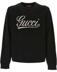 Gucci - Logo Intarsia Knit Sweaters - Lyst