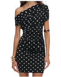 Self-Portrait - Polka-Dot Ruched Mini Dress - Lyst