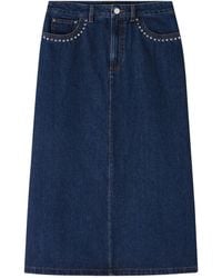 A.P.C. - A-Line Denim Midi Skirt - Lyst