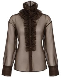D.exterior - Sheer Ruffled Tops - Lyst
