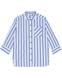 Ganni - Striped Organic Cotton Shirt - Lyst