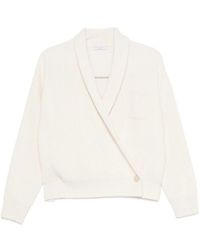 Brunello Cucinelli - Ribbed-Knit Wrap-Style Sweater - Lyst