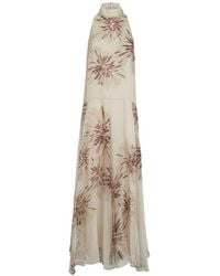 Brunello Cucinelli - Silk Halterneck Floral Maxi Dress - Lyst