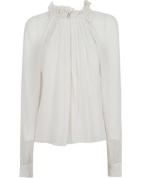 Alberta Ferretti - Pleated Ruffle-Neck Top - Lyst