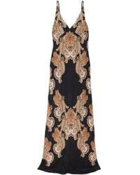 Veronica Beard - Donelle Paisley-Print Silk-Blend Satin Maxi Dress - Lyst
