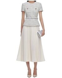 Self-Portrait - Round Neck Short Sleeve Dress - Lyst