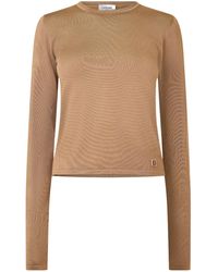 Saint Laurent - Crewneck Longsleeve Cropped Top - Lyst