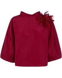 Liviana Conti - Floral-Appliqué Bow-Detail Blouse - Lyst