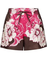 Valentino - Floral Pattern Elasticated Waist Shorts - Lyst