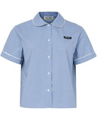 Miu Miu - Shirt With Peter Pan Collar - Lyst