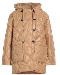 Ganni - Solid Color Hooded Long-Sleeve Down Coat - Lyst