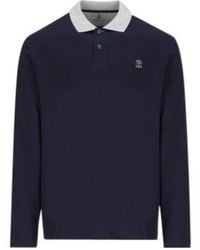 Brunello Cucinelli - Logo Embroidered Long-Sleeved Polo Shirt - Lyst