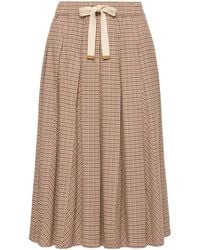 Moncler - Microcheck Pleated Midi Skirt - Lyst