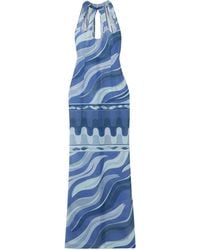 PUCCI - Pucci Swirl-Printed Cut-Out Halterneck Dress - Lyst