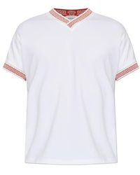 Versace - Greca Trim V-Neck T-Shirt - Lyst